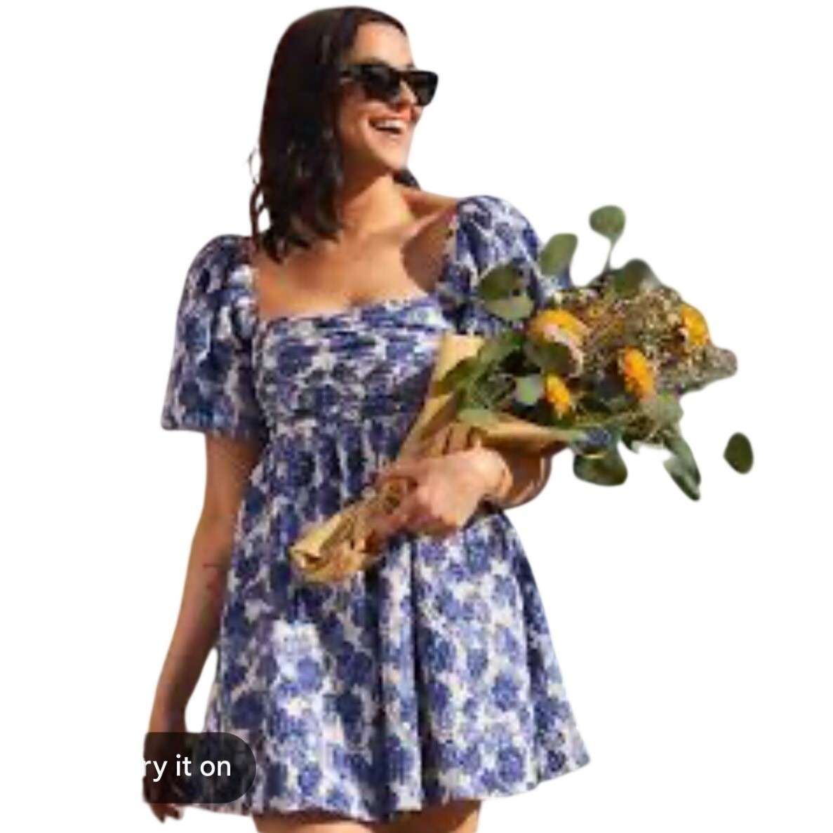 Abercrombie & Fitch Tia Booth Floral Puff Sleeve Smocked Mini Dress Size Xl Nwt